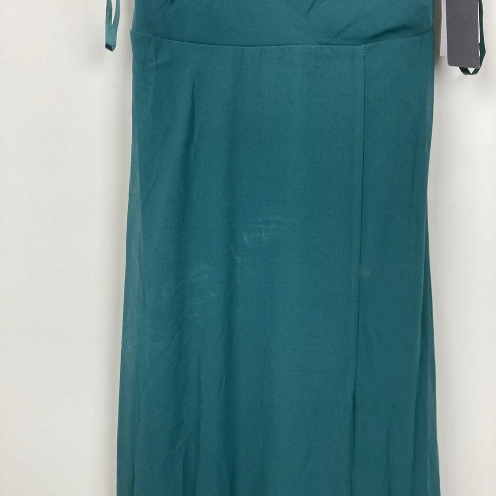 City Studios Juniors Drape Neck Faux Peal Strap Gown Junior Size 3/4 Deep Forest